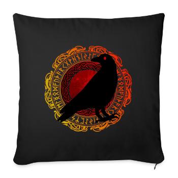 Rabe Edda Wikinger Runen - Sofakissenbezug 45 x 45 cm - Schwarz - Vorne