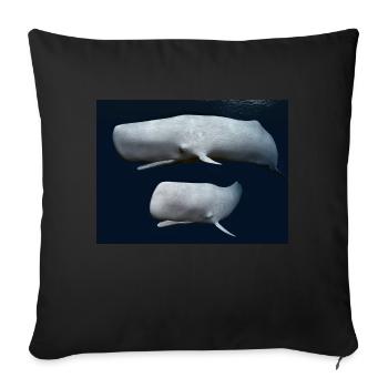 Two sperm whales, whale, whale - Sofa pillowcase 17,3'' x 17,3'' (45 x 45 cm) - black - Front