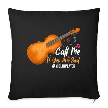 Call Me When You’re Sad - Violon - Housse de coussin décorative 45 x 45 cm - noir - Devant