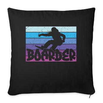 Snowboard Snowboarding Shirt - Boarder Vintage - Sofa pillowcase 17,3'' x 17,3'' (45 x 45 cm) - black - Front