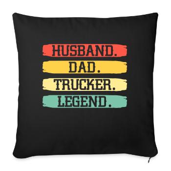 Mari Père camionneur Légende - Housse de coussin décorative 45 x 45 cm - noir - Devant