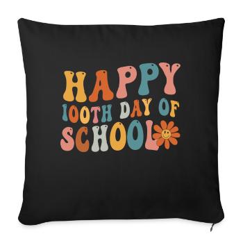 School Tee Happy 100th Day Of School Teacher - Sofa pillowcase 17,3'' x 17,3'' (45 x 45 cm) - black - Front