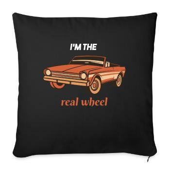 I'm The Real Wheel Funny Retro Car Lover Present - Sofa pillowcase 17,3'' x 17,3'' (45 x 45 cm) - black - Front