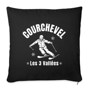 Courchevel, station de ski, domaine skiable - Housse de coussin décorative 45 x 45 cm - noir - Devant