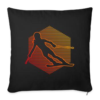 Skieurs acrobatiques Femmes Ski acrobatique - Housse de coussin décorative 45 x 45 cm - noir - Devant