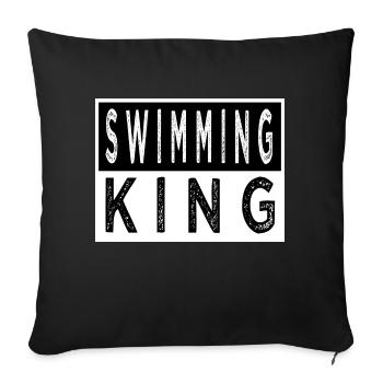 Nageur T-shirts piscine intérieure heureux - Housse de coussin décorative 45 x 45 cm - noir - Devant