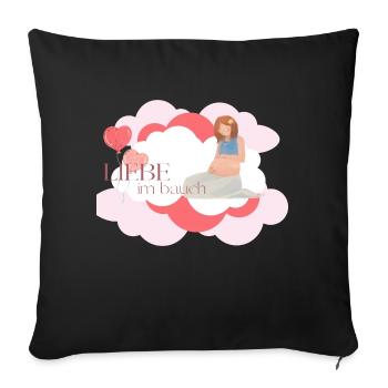 T Shirt schwanger Liebe im Bauch - Sofakissenbezug 45 x 45 cm - Schwarz - Vorne