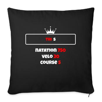 T shirt triathlon Distance S Noir - Housse de coussin décorative 45 x 45 cm - noir - Devant
