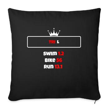 T shirt triathlon Distance L - Housse de coussin décorative 45 x 45 cm - noir - Devant