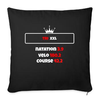T shirt triathlon Distance XXL - Housse de coussin décorative 45 x 45 cm - noir - Devant