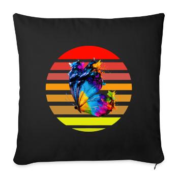 Papillon avec des éclaboussures de peinture - Housse de coussin décorative 45 x 45 cm - noir - Devant