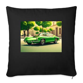 Sports car 80s green - Sofa pillowcase 17,3'' x 17,3'' (45 x 45 cm) - black - Front