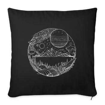 Psychedelische Landschaft als feine Liniengrafik - Sofakissenbezug 45 x 45 cm - Schwarz - Vorne