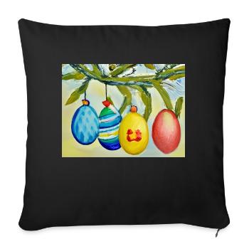 Colorful egg sprig - Sofa pillowcase 17,3'' x 17,3'' (45 x 45 cm) - black - Front