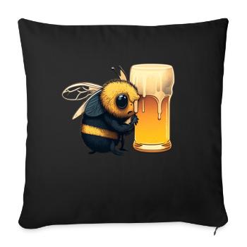 Sweet bee with special nectar: beer - Sofa pillowcase 17,3'' x 17,3'' (45 x 45 cm) - black - Front