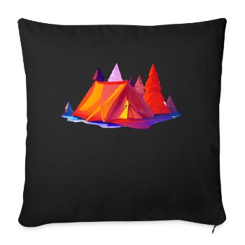 Camping Camp Cadeau Caravane Camping Camper - Housse de coussin décorative 45 x 45 cm - noir - Devant