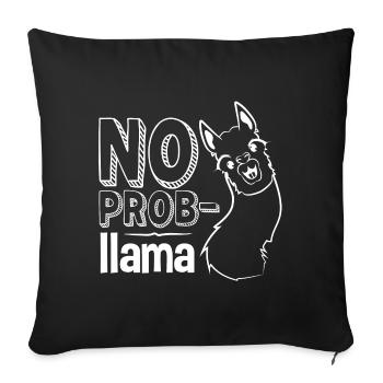 Lama, Lama humor, no problem - Sofa pillowcase 17,3'' x 17,3'' (45 x 45 cm) - black - Front