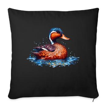 A truly beautiful duck swimming in the water - Sofa pillowcase 17,3'' x 17,3'' (45 x 45 cm) - black - Front