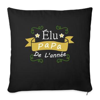 Elu papa de l'année - Housse de coussin décorative 45 x 45 cm - noir - Devant