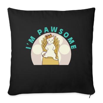 Chat mignon blanc - Housse de coussin décorative 45 x 45 cm - noir - Devant