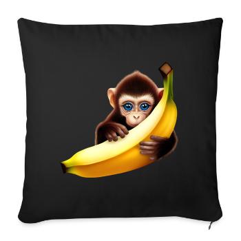 Banane à cache-cache de singe - Housse de coussin décorative 45 x 45 cm - noir - Devant