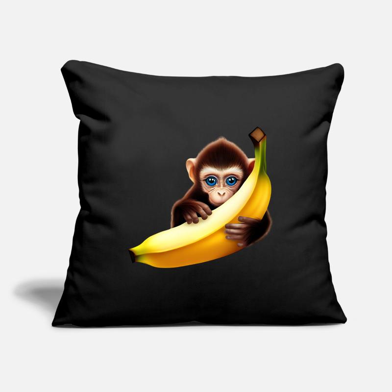 Banane à cache-cache de singe Housse de coussin décorative 45 x 45 cm