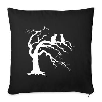Arbre mort avec 2 silhouettes de chats - Housse de coussin décorative 45 x 45 cm - noir - Devant