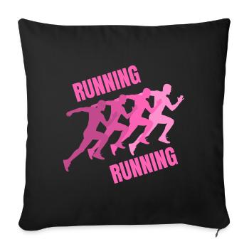running, footing, course à pied, jogging - Housse de coussin décorative 45 x 45 cm - noir - Devant