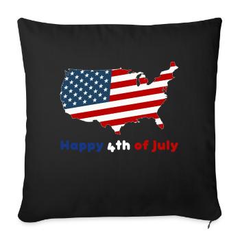 Alles Gute zum 4. Juli, Unabhängigkeitstag, USA, Sterne - Sofakissenbezug 45 x 45 cm - Schwarz - Vorne