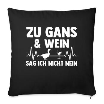 Wein Gans Gänse - Sofakissenbezug 45 x 45 cm - Schwarz - Vorne