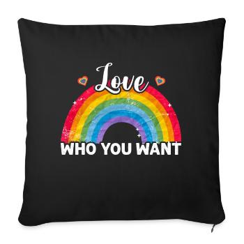 Aimez qui vous voulez Gay Pride LGBT Arc-en-ciel LGBTQ - Housse de coussin décorative 45 x 45 cm - noir - Devant
