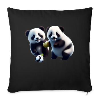 Panda freunde - Sofakissenbezug 45 x 45 cm - Schwarz - Vorne
