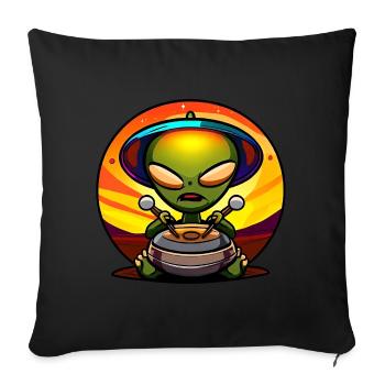 Joueur de handpan extraterrestre - Housse de coussin décorative 45 x 45 cm - noir - Devant
