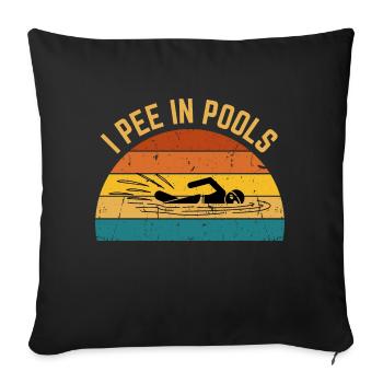 Je fais dans les piscines drôle je fais dans les piscines - Housse de coussin décorative 45 x 45 cm - noir - Devant