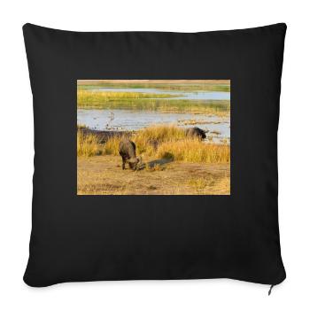 Afrikanische Kapbüffelherde Namibia Afrika - Sofakissenbezug 45 x 45 cm - Schwarz - Vorne