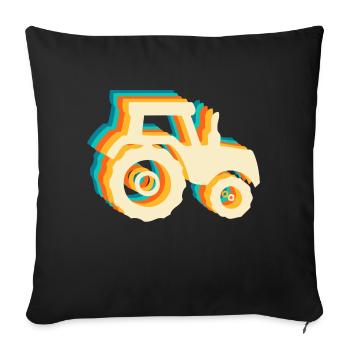 Retro-Traktor - Sofakissenbezug 45 x 45 cm - Schwarz - Vorne
