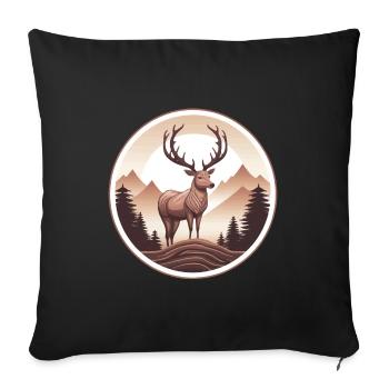 Deer Forest and Mountains - Sofa pillowcase 17,3'' x 17,3'' (45 x 45 cm) - black - Front