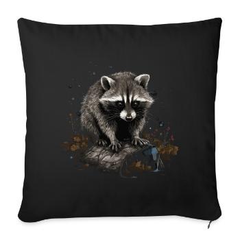 Cute Raccoon Raccoon Nature Baby Raccoon Forest - Sofa pillowcase 17,3'' x 17,3'' (45 x 45 cm) - black - Front