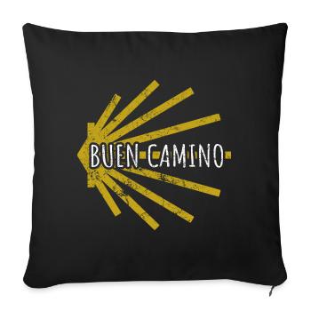 Buen Camino - Camino de Santiago - Pèlerinage - Santiago - Housse de coussin décorative 45 x 45 cm - noir - Devant