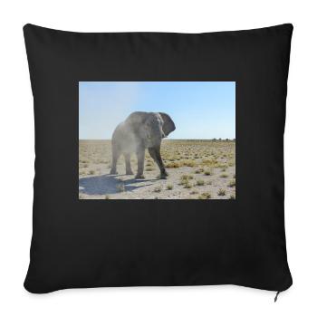 éléphant et paysage dans un parc national d’Etosha - Housse de coussin décorative 45 x 45 cm - noir - Devant