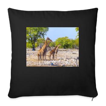 girafe et paysage dans un parc national d’Etosha - Housse de coussin décorative 45 x 45 cm - noir - Devant