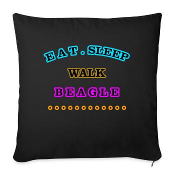 Eat, Sleep, Walk, Beagle - Sofa pillowcase 17,3'' x 17,3'' (45 x 45 cm) - black - Front