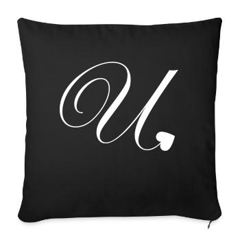 Letter u heart calligraphy - Sofa pillowcase 17,3'' x 17,3'' (45 x 45 cm) - black - Front