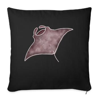 "Manta", Boho Line Art Design, Series "Ocean" - Sofa pillowcase 17,3'' x 17,3'' (45 x 45 cm) - black - Front