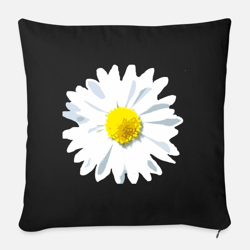 Gänseblume Blume - Sofakissenbezug 45 x 45 cm - Schwarz