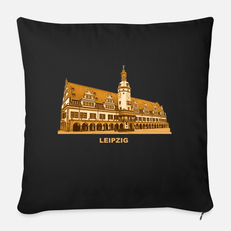 Leipzig Altes Rathaus Messestadt Sachsen - Sofakissenbezug 45 x 45 cm - Schwarz