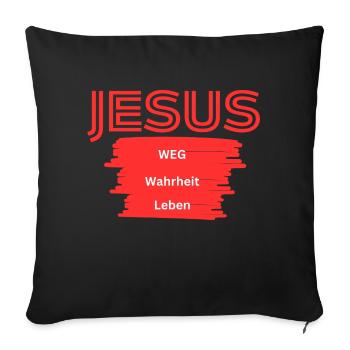 Jésus WWL rouge - Housse de coussin décorative 45 x 45 cm - noir - Devant