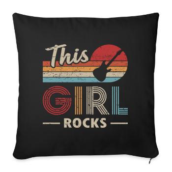 This Girl Rocks Bass Guitar Player - Sofa pillowcase 17,3'' x 17,3'' (45 x 45 cm) - black - Front