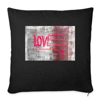 LOVE painted on rusty panel - Sofa pillowcase 17,3'' x 17,3'' (45 x 45 cm) - black - Front