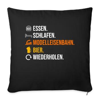 Eisenbahn Bier Dampflok Eisenbahner Modelleisenbah - Sofakissenbezug 45 x 45 cm - Schwarz - Vorne